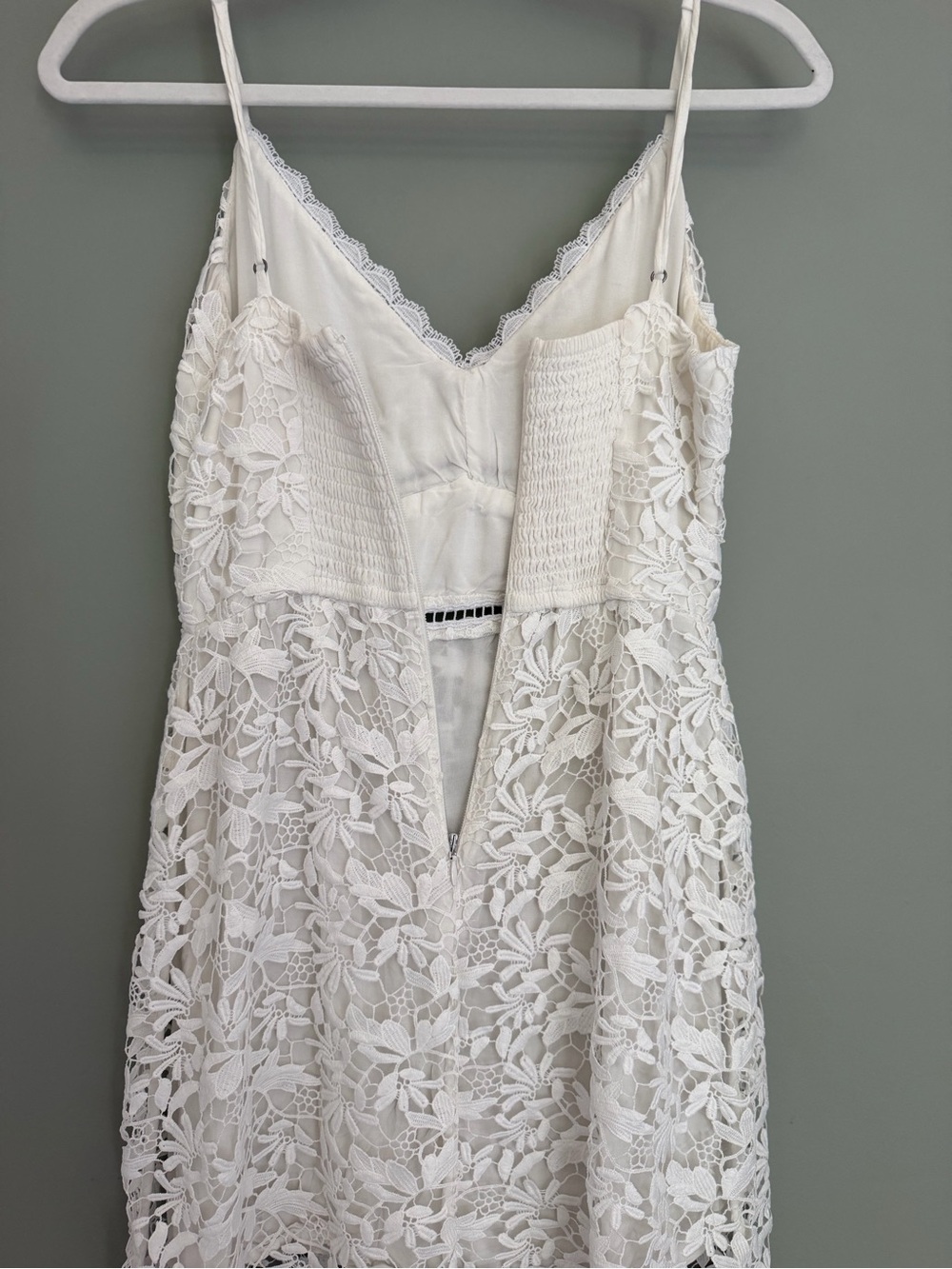 Abercrombie & Fitch White Lace V-Neck Sleeveless Mini Dress Bridal Honeymoon - Picture 10 of 17